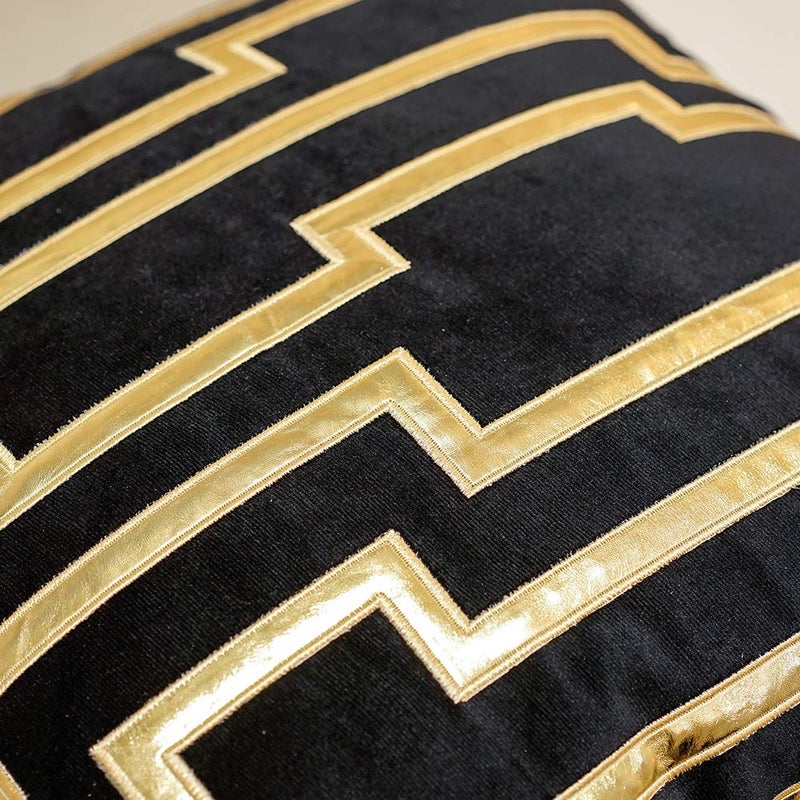 Avigers 20 x 20 Inches Black Gold Leather Striped Cushion Cases Luxury European Throw Pillow Covers Decorative Pillows for Couch Living Room Bedroom Car 50 x 50cm - Image 4